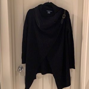 Cashmere & Wool Wrap Sweater w/ leather buckle
